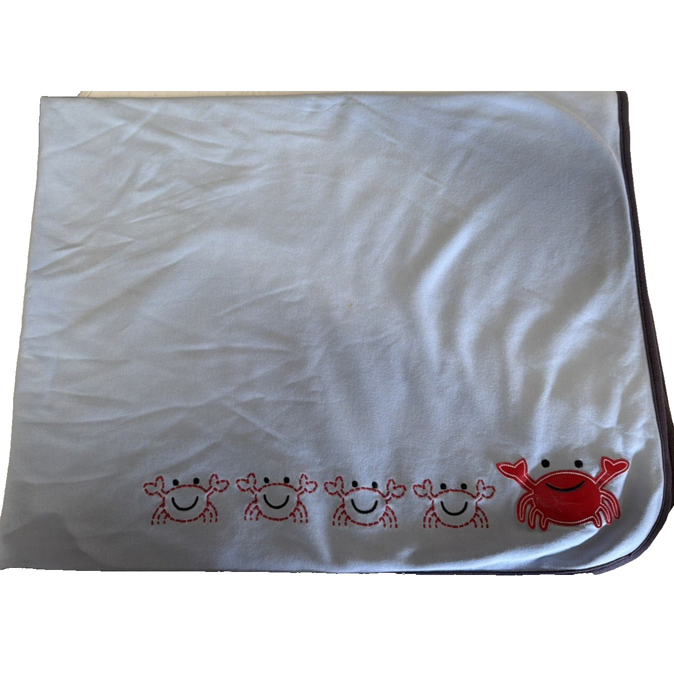Vintage 2001 Gymboree Baby Blanket Blue White Whale Crab Ocean Nautical Cotton