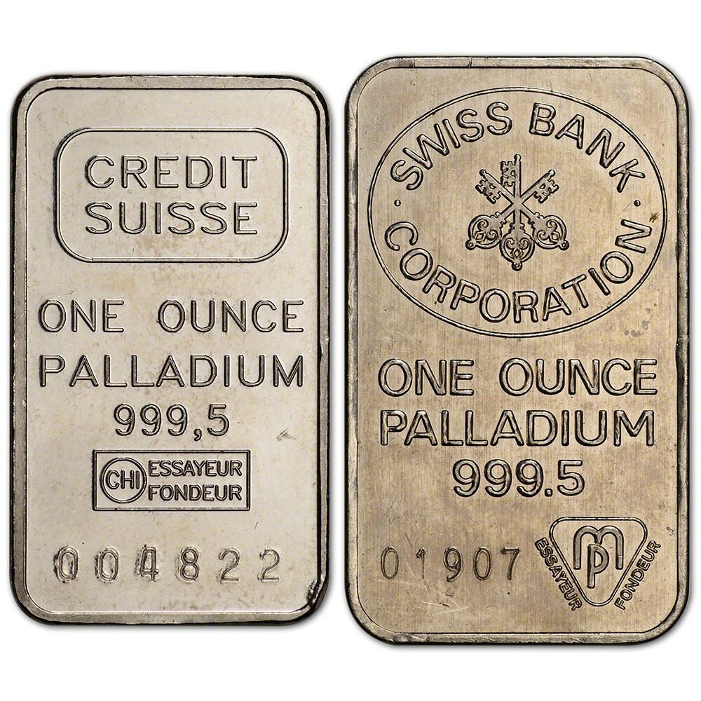 1 oz. Palladium Bar - Random Brand - Secondary Market - 999.5 Fine 1 oz. Palladium Bar - Random Brand - Secondary Market - 999.5 Fine