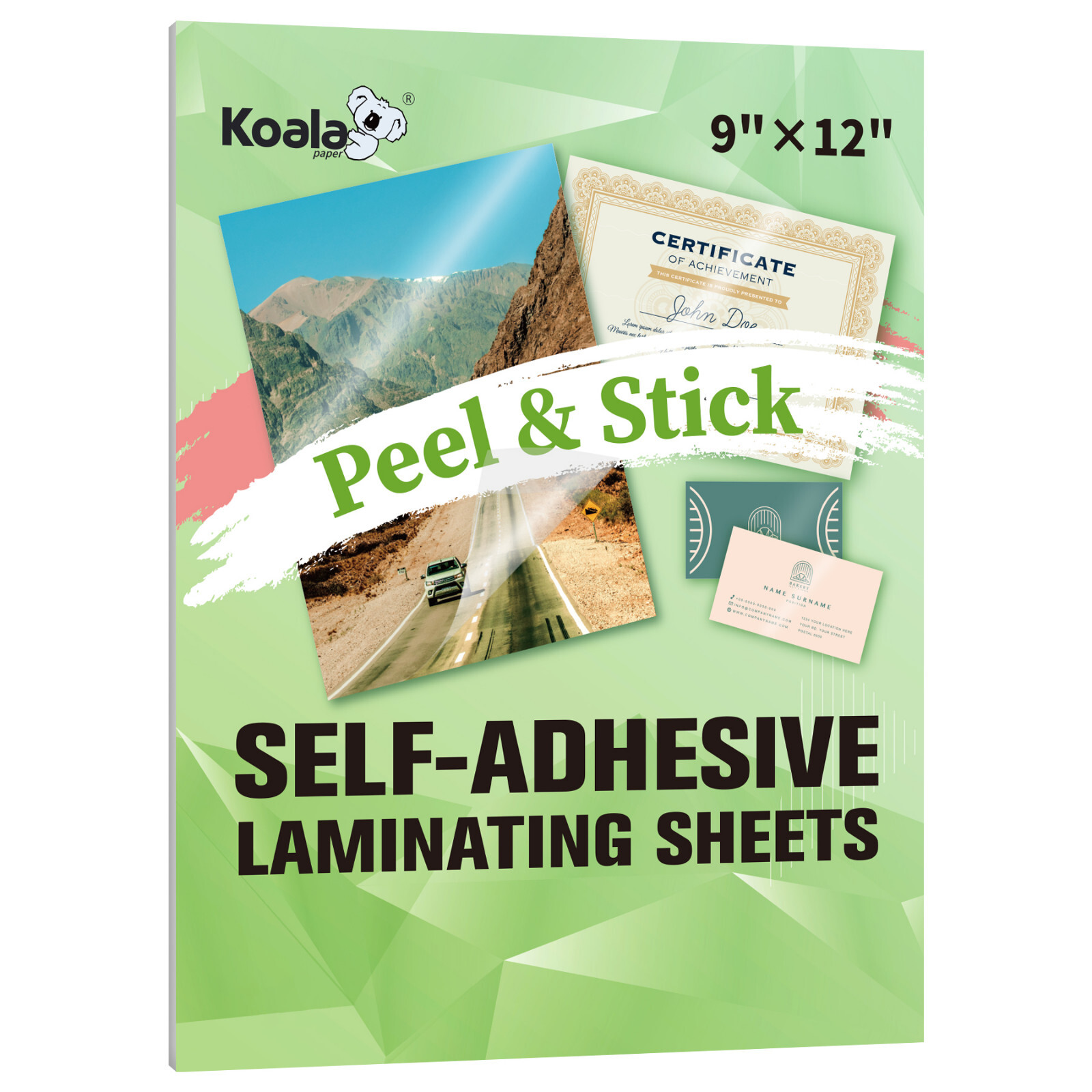 20 Koala Self-Adhesive Laminating Sheets 9 x 12 Clear  Overlay No Machine Needed