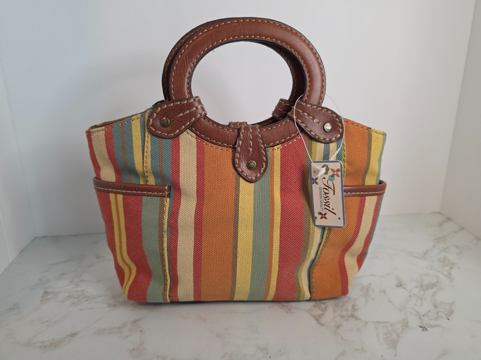 NWT - VTG Fossil Y2K Multi-Colored Striped Canvas Sachel/Crossbody NWT - VTG Fossil Y2K Multi-Colored Striped Canvas Sachel/Crossbody