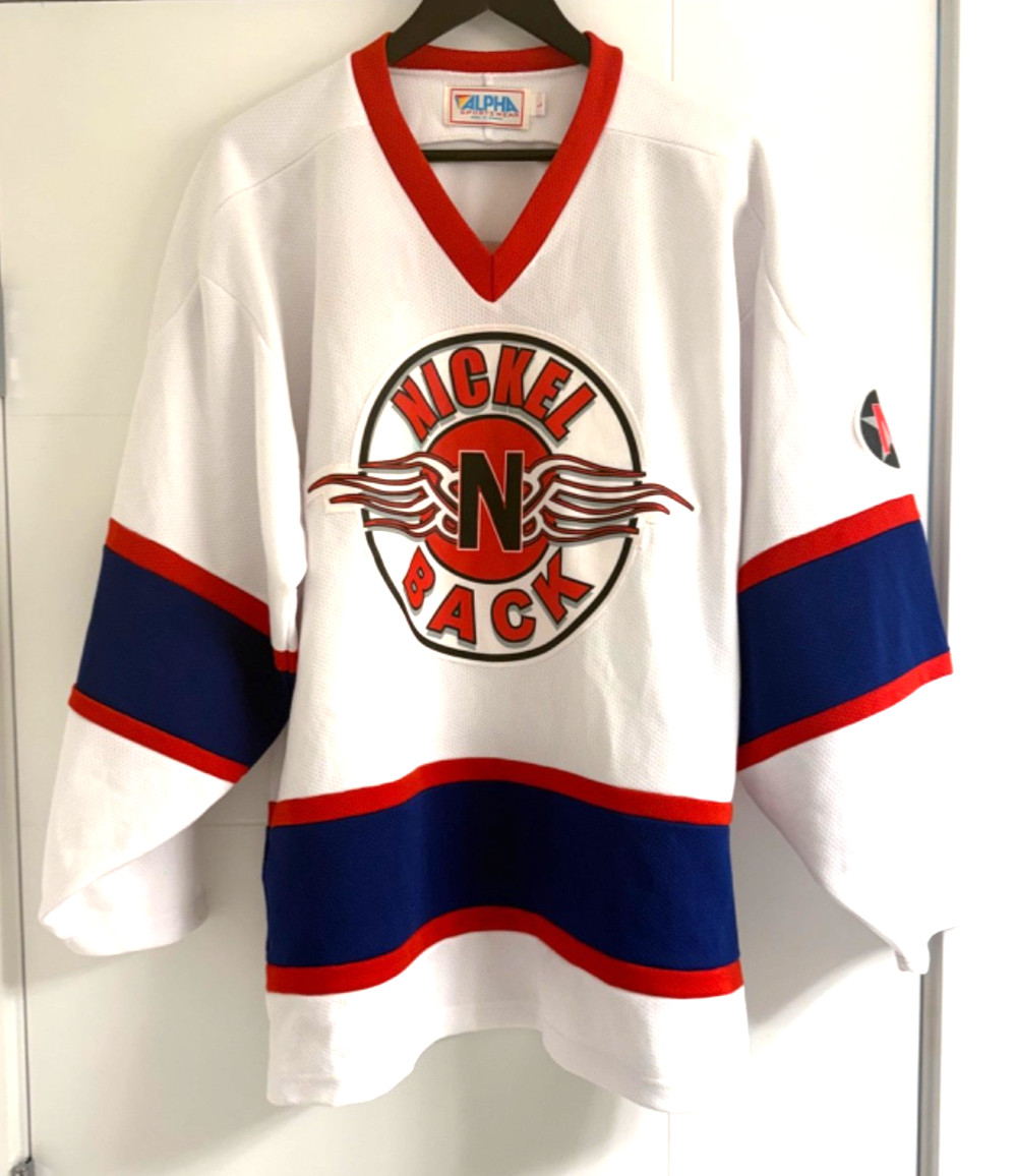 Vintage 2001 Nickelback Hockey Jersey Large Alpha Sportswear Made in Canada Y2K