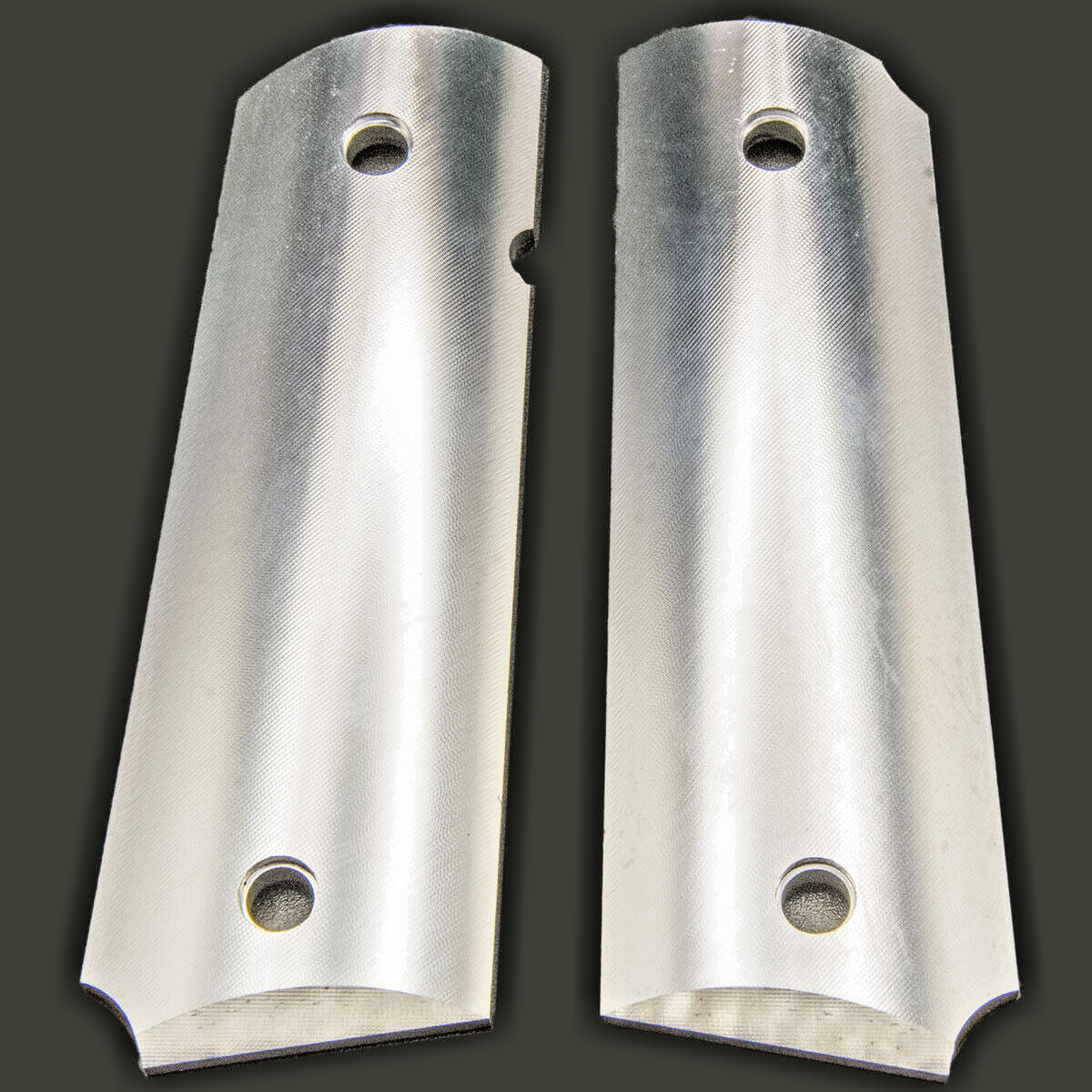 RAW Aluminum Full Size 1911 Grips: COLT, Kimber, RIA - Engravers Special - Ambi RAW Aluminum Full Size 1911 Grips: COLT, Kimber, RIA - Engravers Special - Ambi