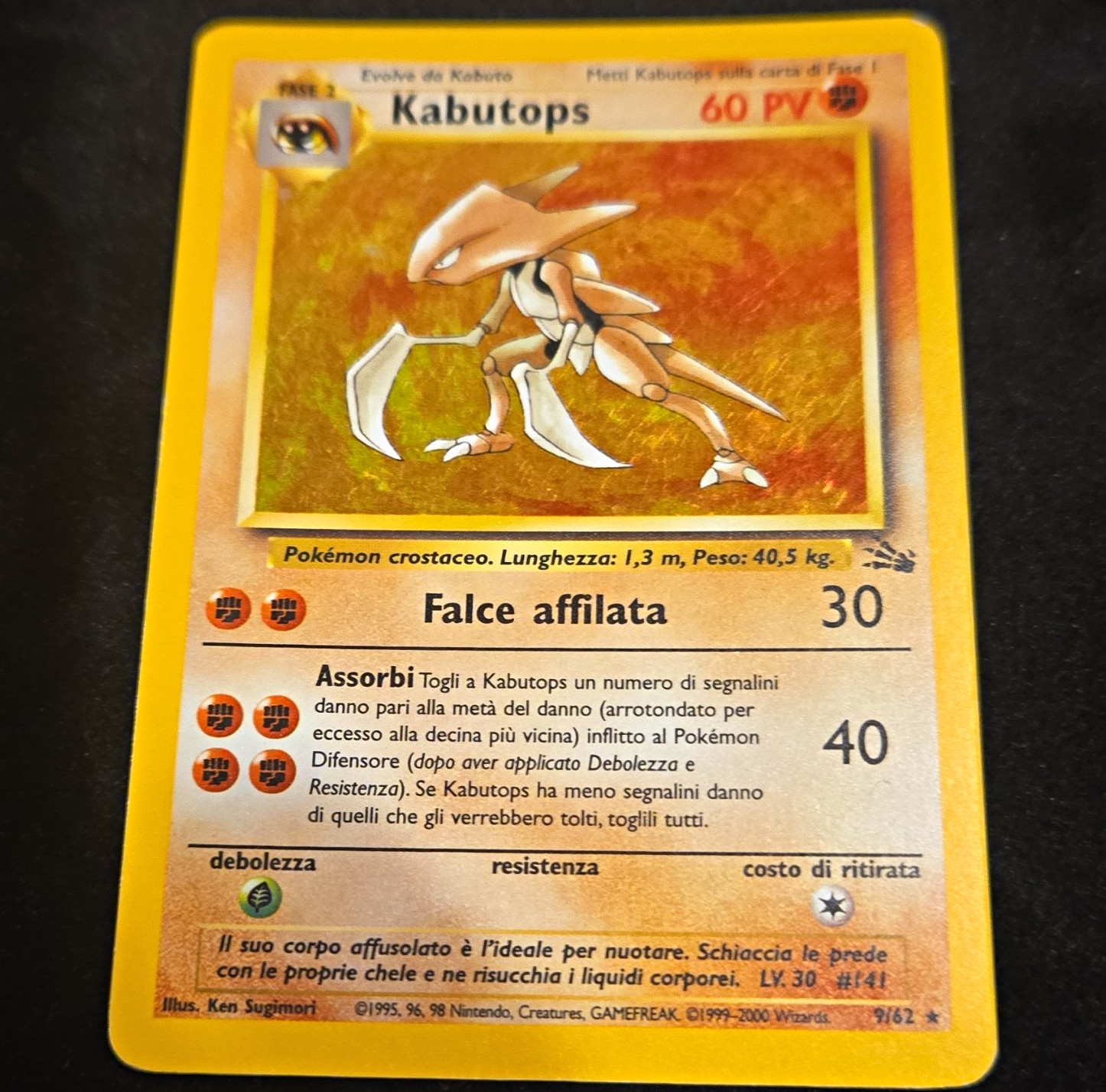 The Pokémon Company Kabutops Fossil 9/62 Holo Rare Italian HP60 Stage 2 Sugimori The Pokémon Company Kabutops Fossil 9/62 Holo Rare Italian HP60 Stage 2 Sugimori
