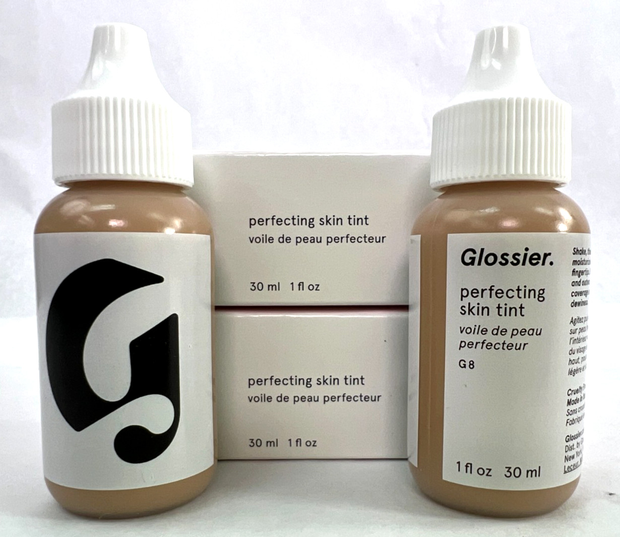 NEW Glossier Perfecting Skin Tint Sheer Light Medium Neutral G8 1 oz. (LOT OF 2) NEW Glossier Perfecting Skin Tint Sheer Light Medium Neutral G8 1 oz. (LOT OF 2)