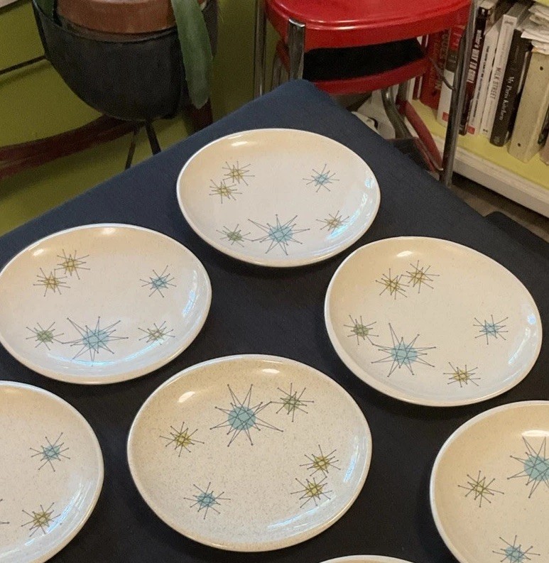 MCM Franciscan Atomic Era Starburst Lot (4) 6.5” Dessert/Bread Plates