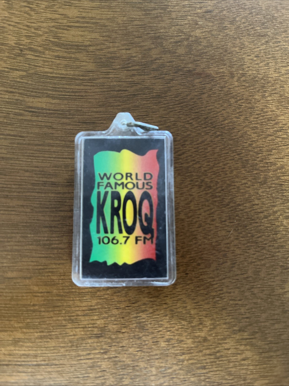 Vintage 1980's World Famous KROQ 106.7 RADIO Keychain/Key Ring Used Vintage 1980's World Famous KROQ 106.7 RADIO Keychain/Key Ring Used