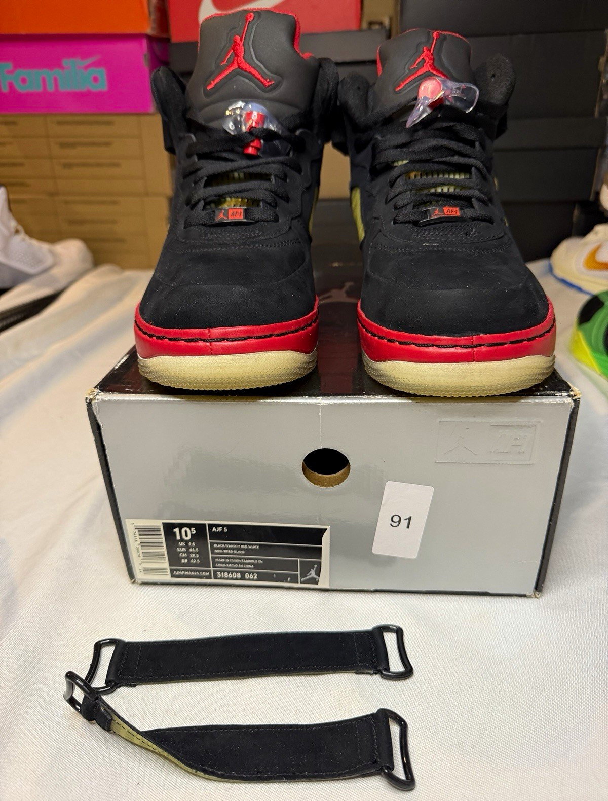 🔥 2008 Nike Air Jordan Fusion 5 AJF V Black Varsity Red White VNDS SZ 10.5 🔥
