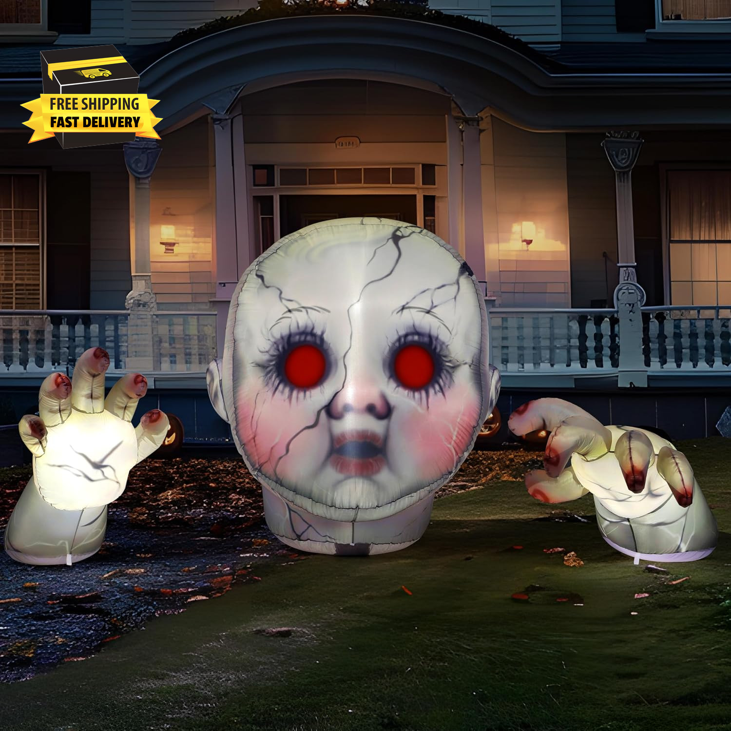 10.3FT Long Halloween Zombie Baby Inflatable Decoration Large Scary Doll Inflata