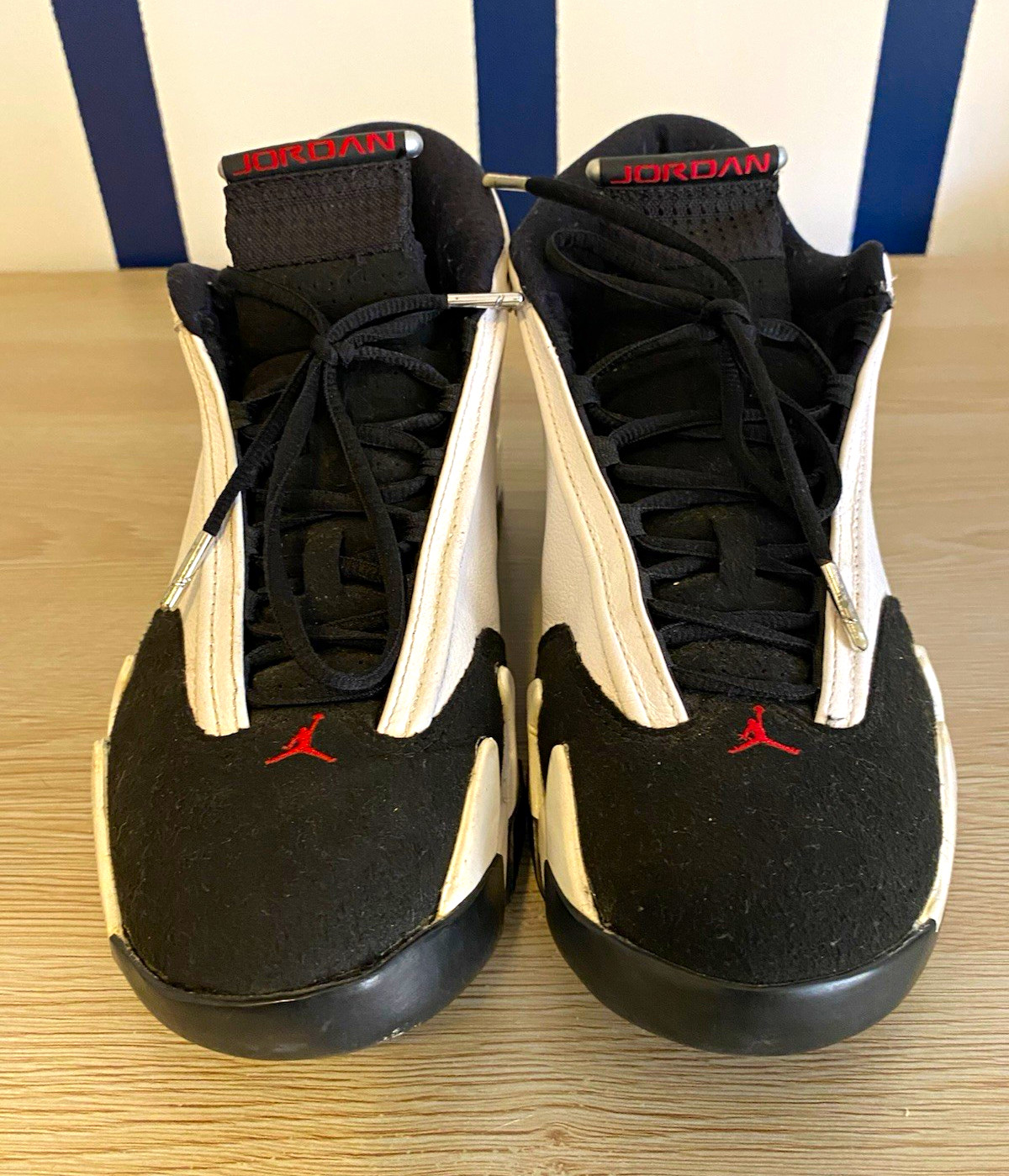 Jordan Air Jordan 14 Retro Black Toe Men’s Mid Top Sneaker 2014 487471-102 Jordan Air Jordan 14 Retro Black Toe Men’s Mid Top Sneaker 2014 487471-102
