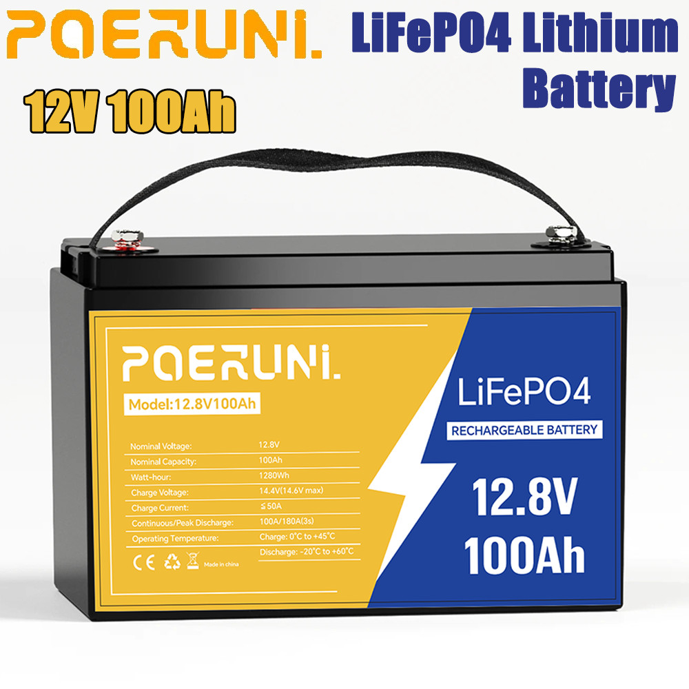 100Ah 12V LiFePO4 Lithium Battery 12V Deep Cycle BMS for Solar RV Off-grid Power 100Ah 12V LiFePO4 Lithium Battery 12V Deep Cycle BMS for Solar RV Off-grid Power