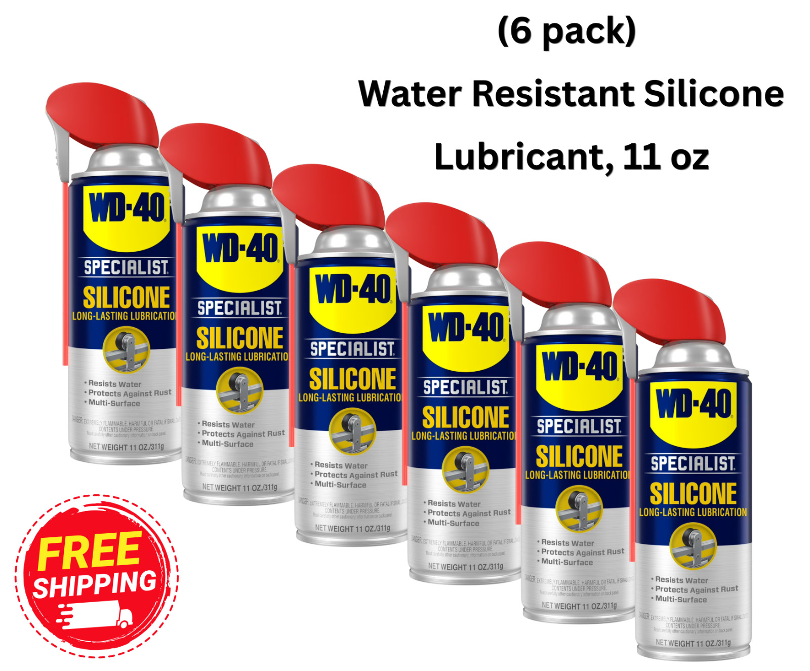 6 Pack WD-40 Specialist Silicone Lubricant Spray 11oz 6 Pack WD-40 Specialist Silicone Lubricant Spray 11oz
