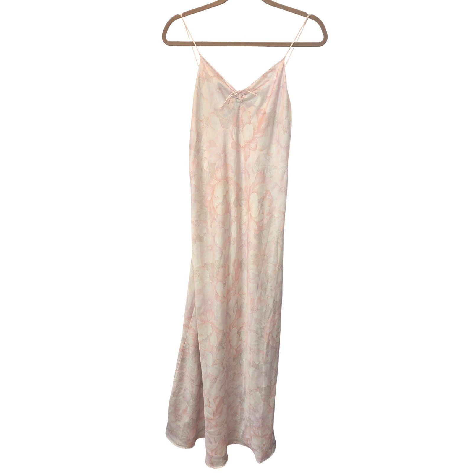Vintage Halston Slip Dress Lingerie Floral Satin Grandma Cottage Feminine Medium