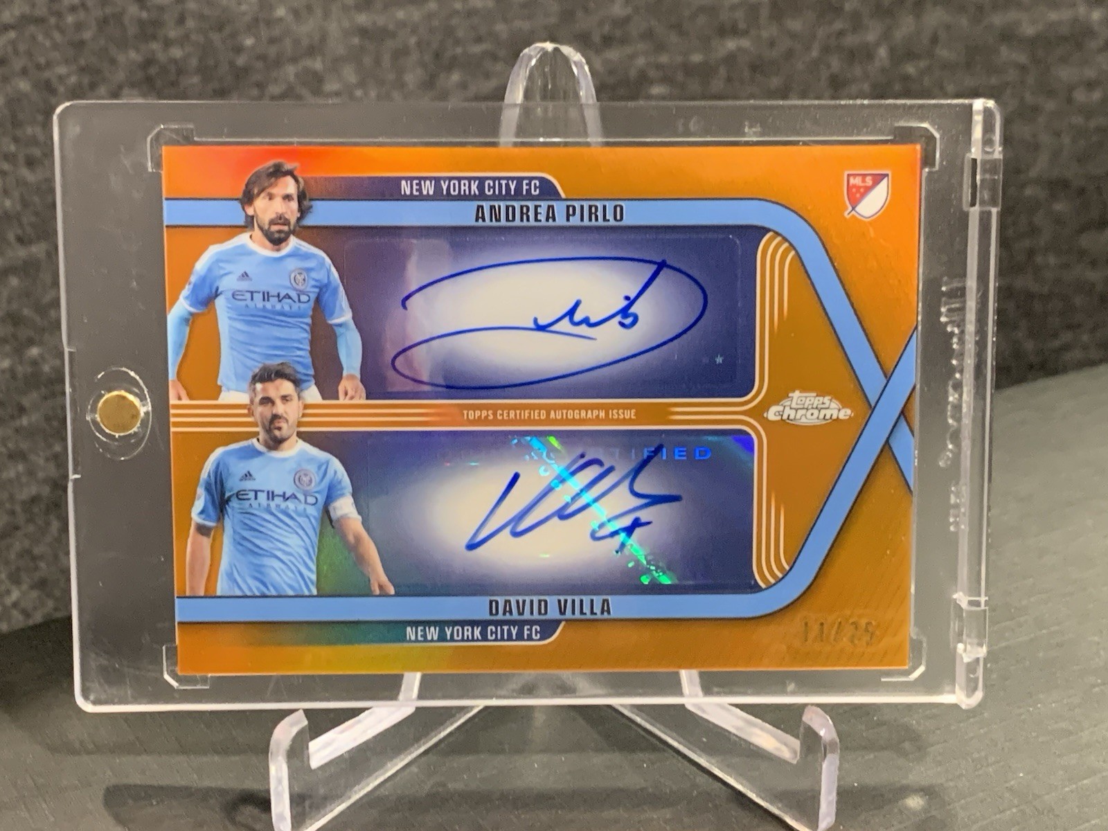 2026 Topps Chrome MLS ANDREA PIRLO - DAVID VILLA Dual Auto Orange /25 DA-PV 2026 Topps Chrome MLS ANDREA PIRLO - DAVID VILLA Dual Auto Orange /25 DA-PV