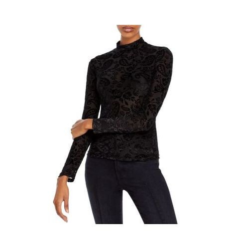 FORE Knit Paisley Burnout Turtleneck In Black Paisley Burnout, S FORE Knit Paisley Burnout Turtleneck In Black Paisley Burnout, S