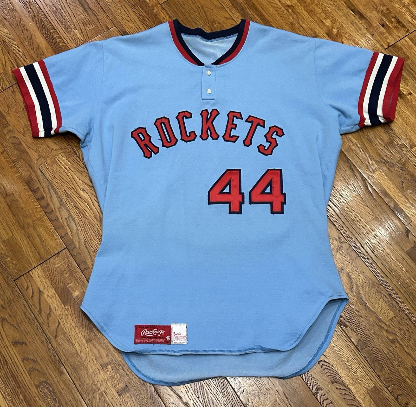 Vtg 70’s/80\'s Sewn Lettering Rawlings RED TAG Rockets Baseball Jersey Men Sz. 46