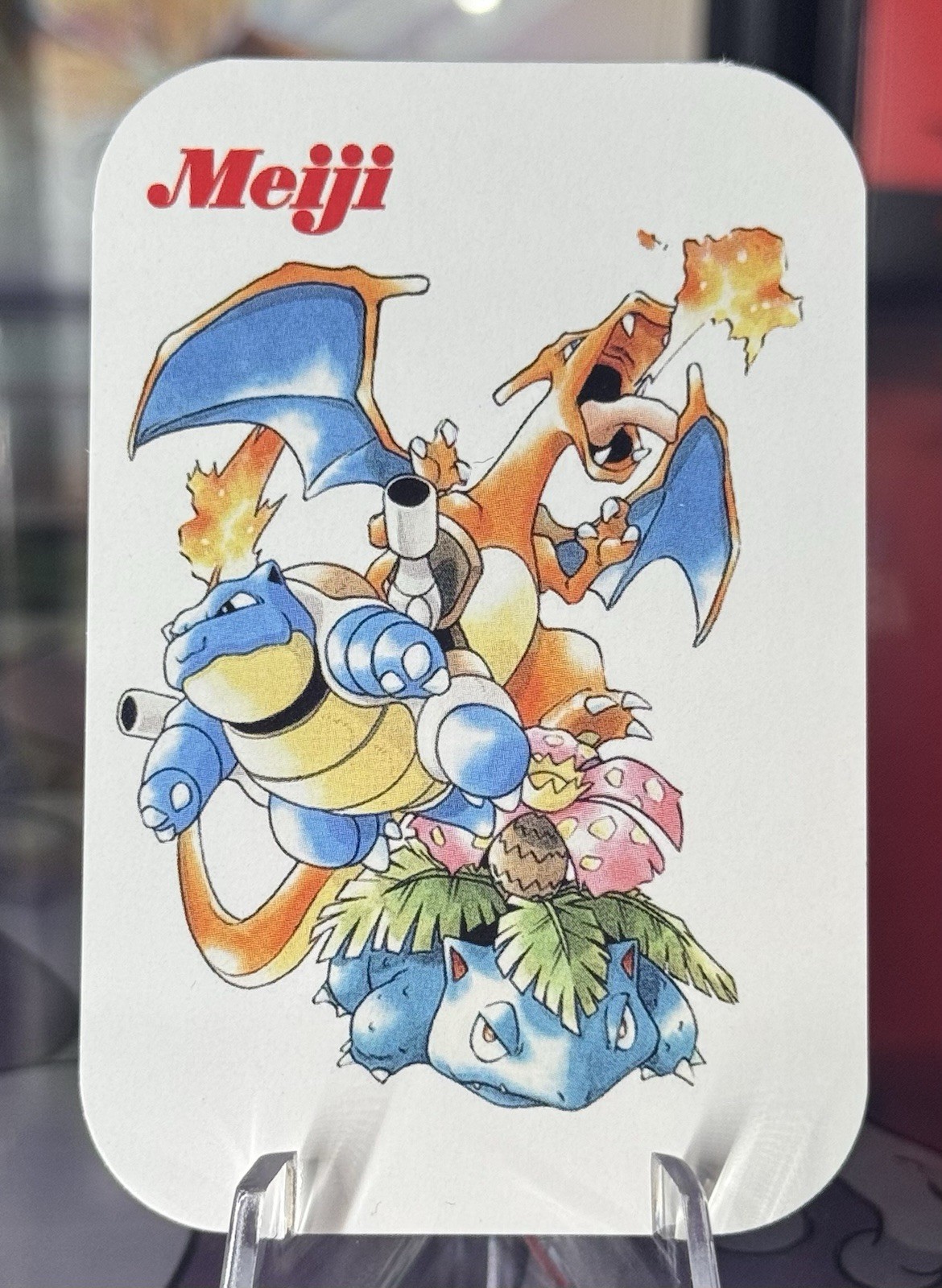 Meiji Pokémon 1998 Japanese Trading Card Charizard Blastoise Venusaur Nintendo Meiji Pokémon 1998 Japanese Trading Card Charizard Blastoise Venusaur Nintendo