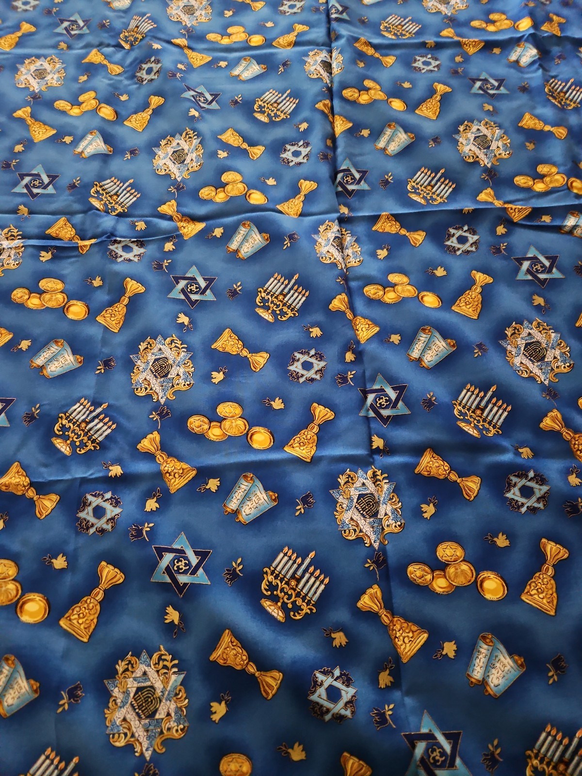 VTG HTF Robert Kaufman Ro Greg Hanukkah Themed Blue Cotton Fabric 5.25 Yrds X 44 VTG HTF Robert Kaufman Ro Greg Hanukkah Themed Blue Cotton Fabric 5.25 Yrds X 44
