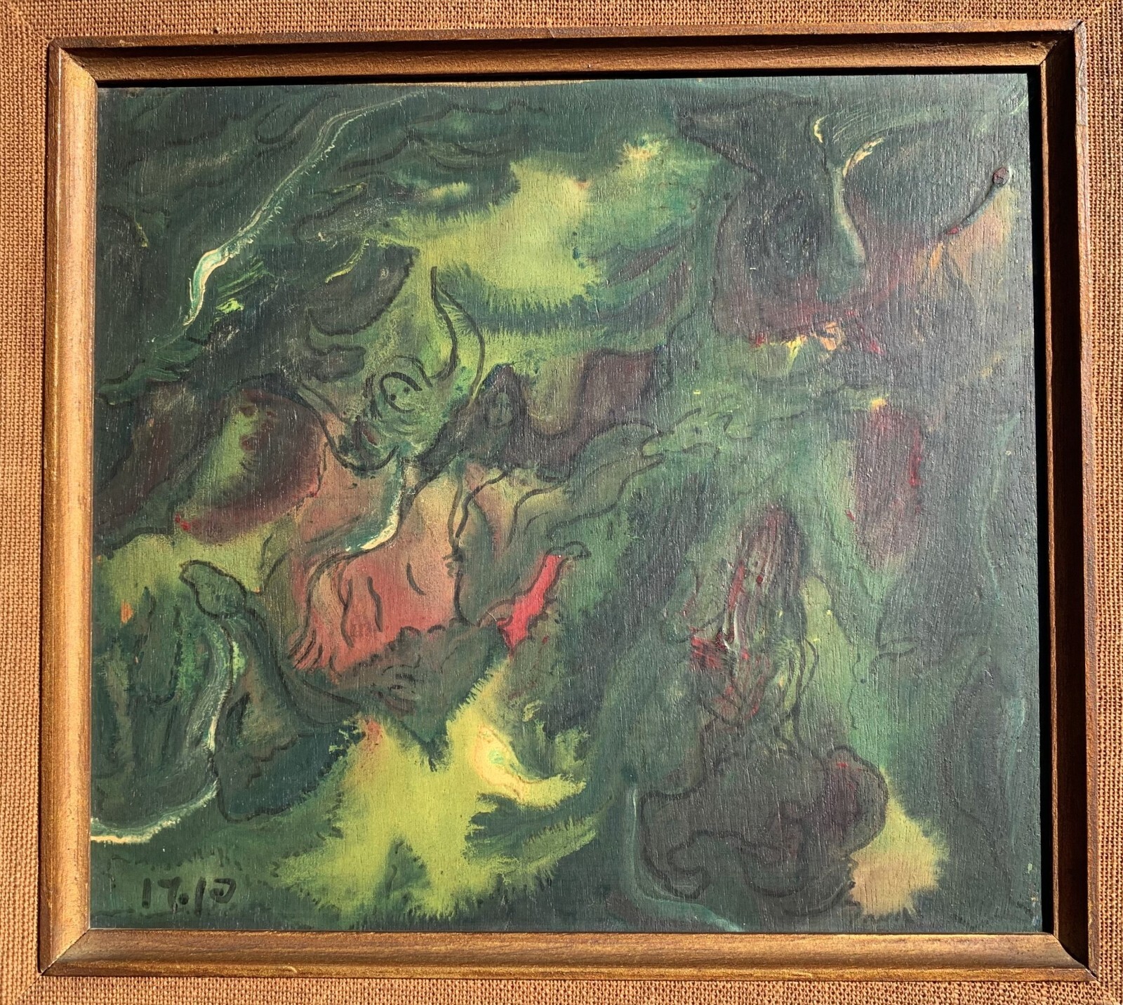 Penn (Mid 20th Century) Beautiful Abstract Avant-Garde Surrealism Oil Painting Penn (Mid 20th Century) Beautiful Abstract Avant-Garde Surrealism Oil Painting