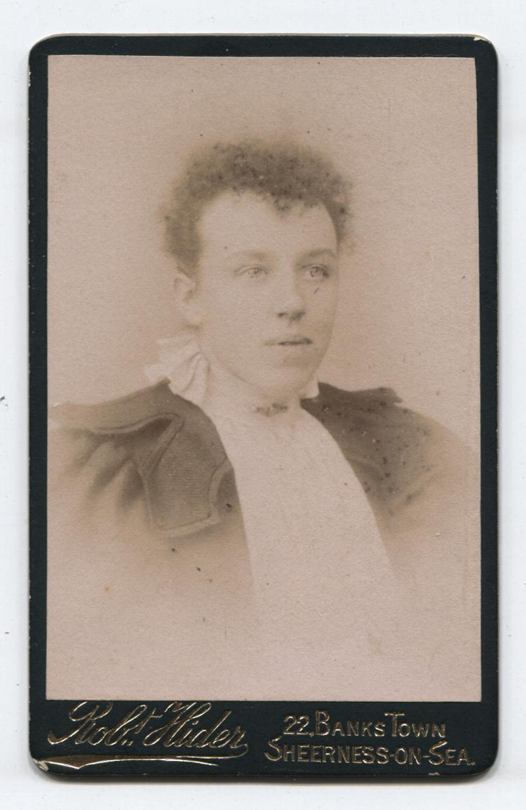 CDV WOMAN FRIZZY HAIR. SHEERNESS ON SEA, KENT, U.K.