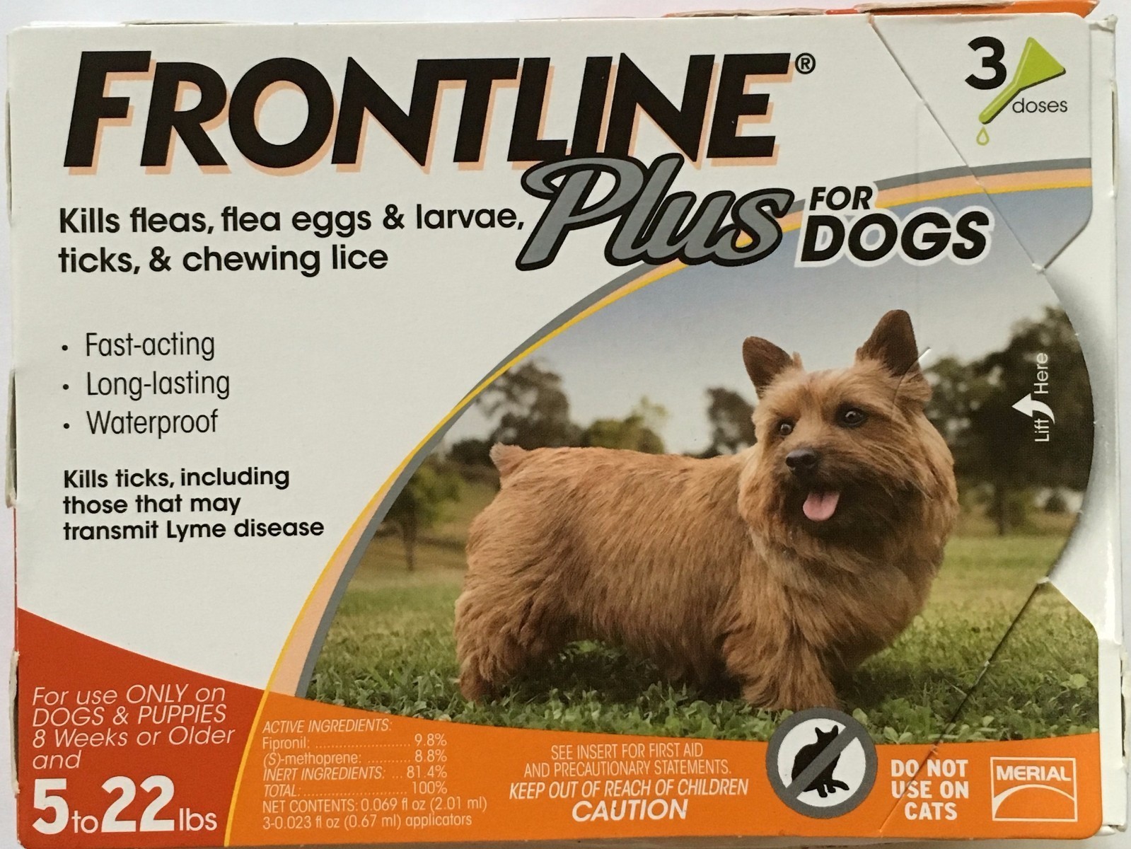 Frontline Plus For Dogs 0-22 Lbs | Orange | 3 doses | Authentic Vet Channel box Frontline Plus For Dogs 0-22 Lbs | Orange | 3 doses | Authentic Vet Channel box