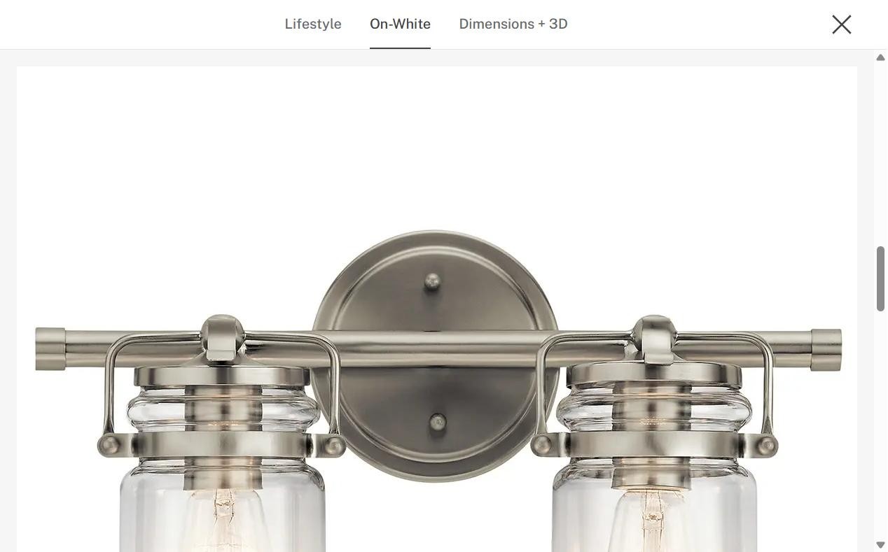 Kichler Brinley 45688NI 2-Light Bathroom Vanity Light Brushed Nickel Clear Glass