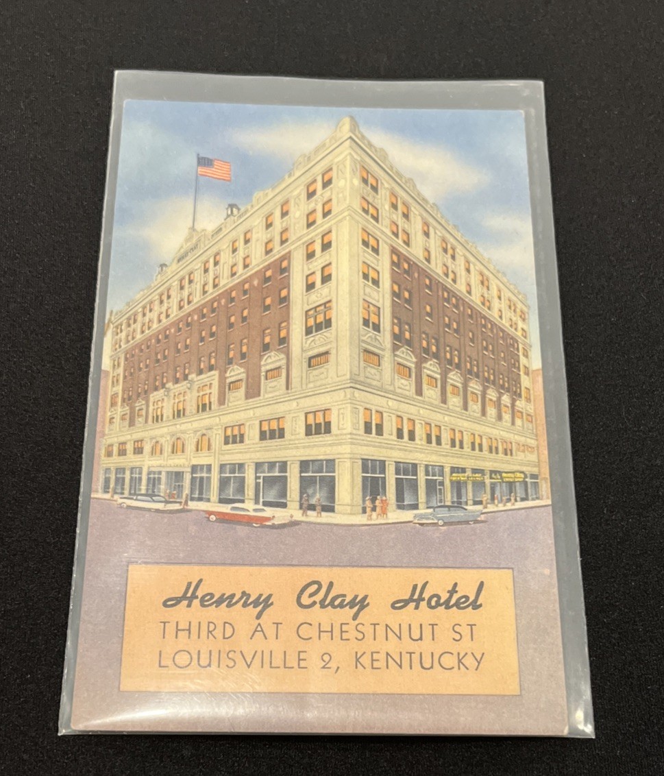 Louisville Kentucky~Henry Clay Hotel St View~Cars~USA Flag~Linen 1940s Postcard Louisville Kentucky~Henry Clay Hotel St View~Cars~USA Flag~Linen 1940s Postcard