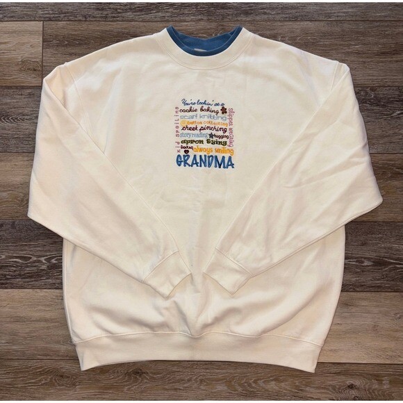 Vintage Grandma Embroidered Top Stitch Crewneck Vintage Grandma Embroidered Top Stitch Crewneck
