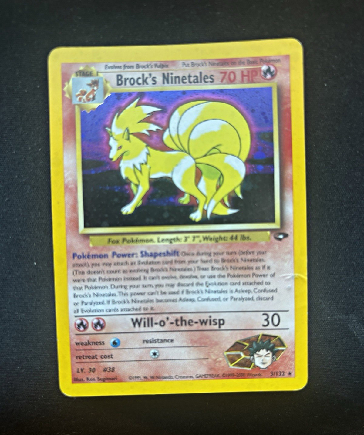 Brock's Ninetales 3/132 Gym Challenge Holo Rare Unlimited 2000 English 70 HP Brock's Ninetales 3/132 Gym Challenge Holo Rare Unlimited 2000 English 70 HP