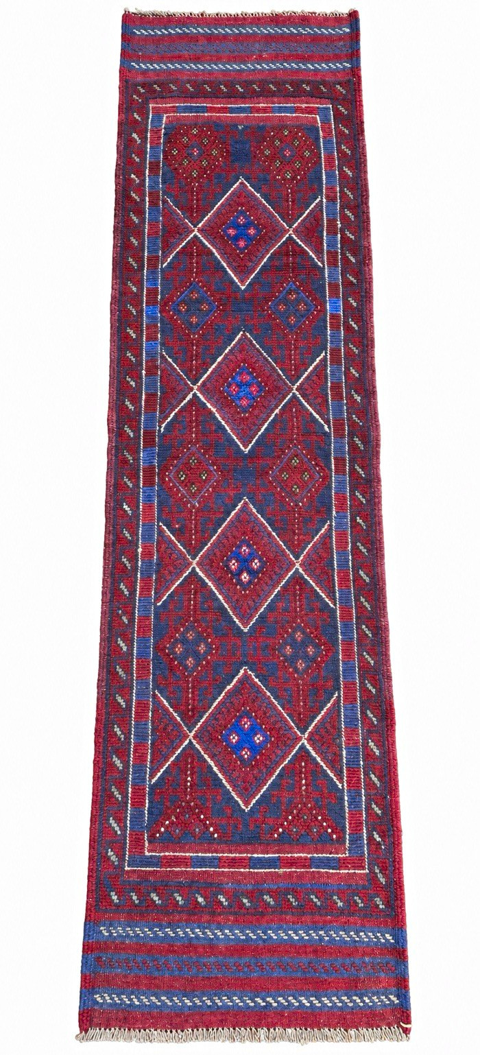 Vintage Turkish Village Wool Runner Rug, Hand-Knotted, 2 x 7.7 ft, Traditional Vintage Turkish Village Wool Runner Rug, Hand-Knotted, 2 x 7.7 ft, Traditional