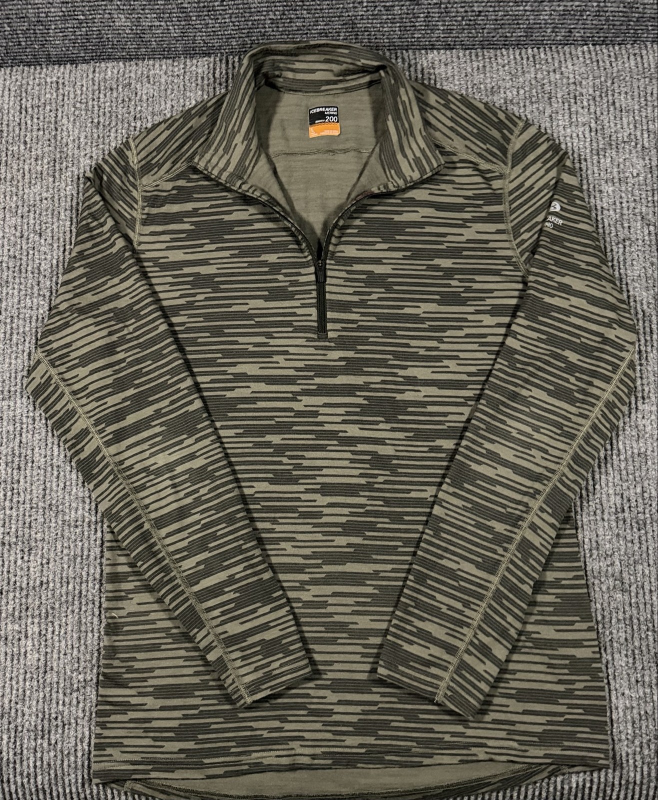 Icebreaker Shirt Mens Large Bodyfit 200 Merino Wool 1/4 Zip Base Layer Green