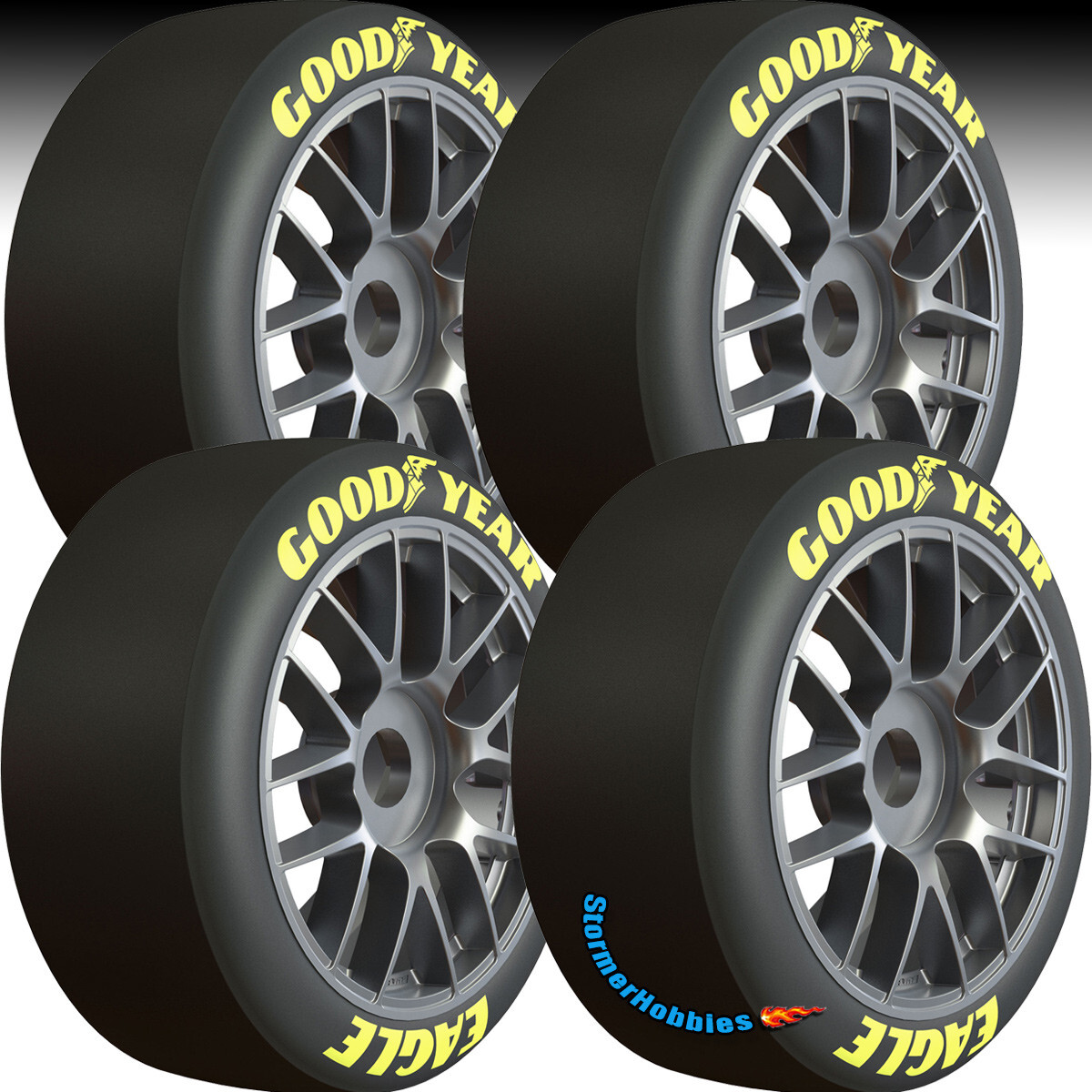 (4)Pro-Line 1/7 Goodyear NASCAR Cup F/R MTD 17mm Wheels PRO1023311 Infraction