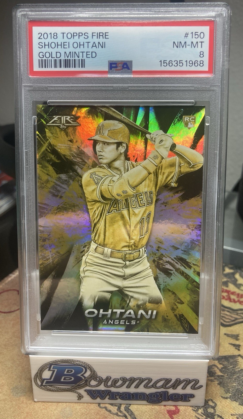Topps 2018 Topps Fire Shohei Ohtani Gold Minted #150 RC PSA 8 Angels SP Rookie Topps 2018 Topps Fire Shohei Ohtani Gold Minted #150 RC PSA 8 Angels SP Rookie