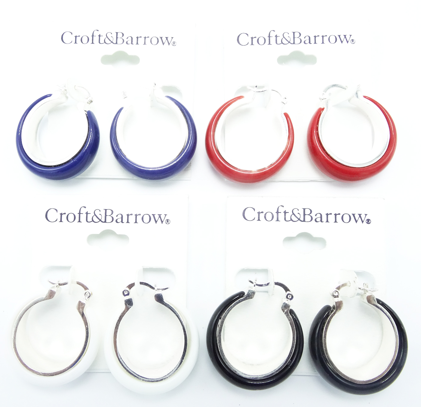 Fun & Colorful New Summer Hoop Earrings in Red,Blue,Black & White NWT #E1252 Fun & Colorful New Summer Hoop Earrings in Red,Blue,Black & White NWT #E1252