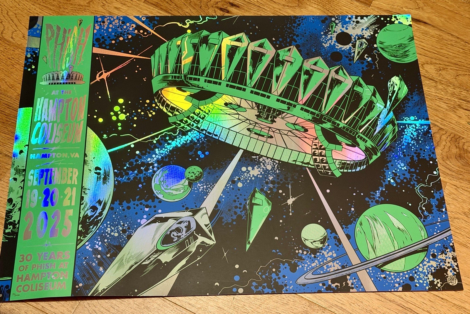 Phish 2025 Hampton Coliseum RAINBOW FOIL  POSTER  Johnny Dombrowski SE/500 🐠