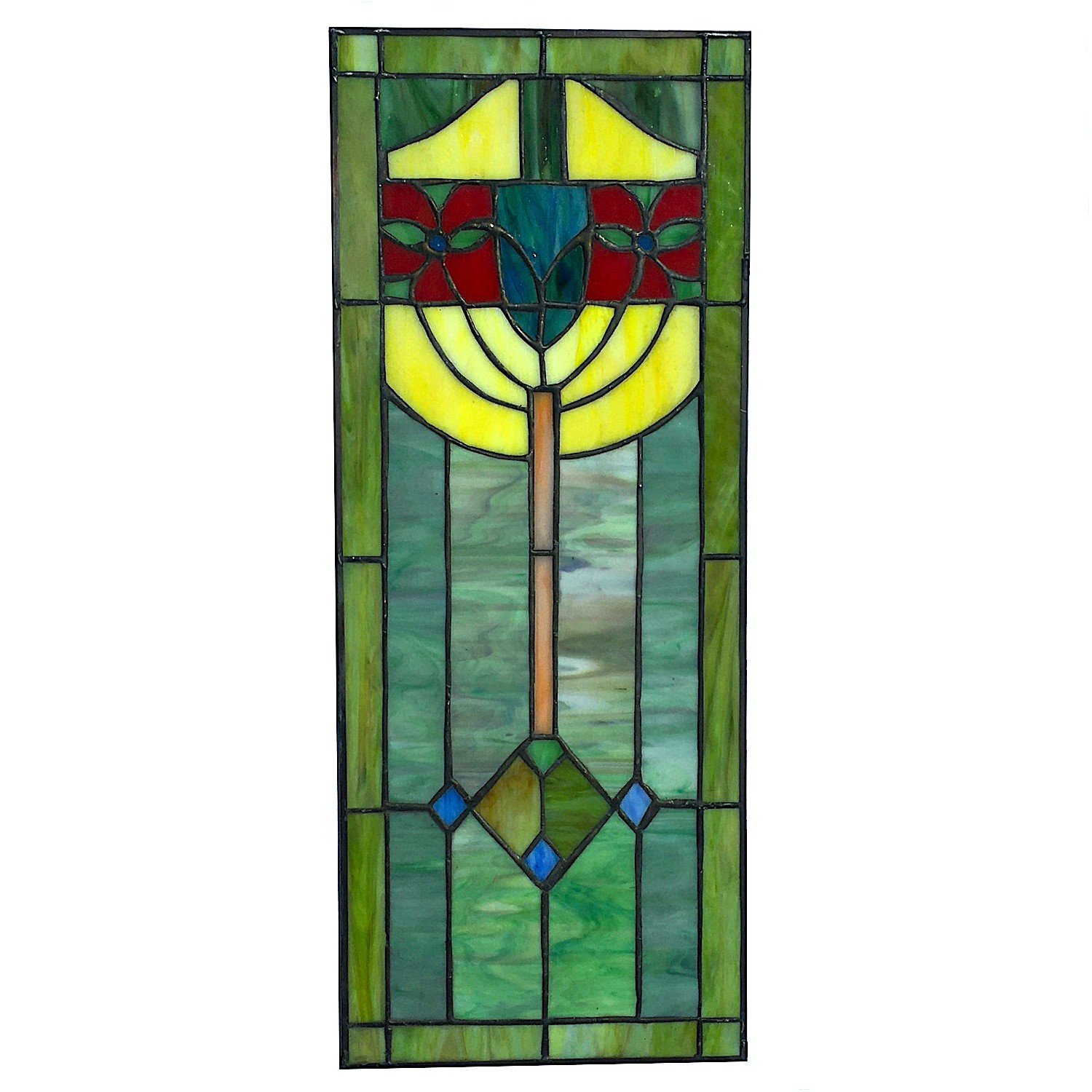 Stained Glass Window Pane In Hand Made Leaded Glass Art Deco Pattern