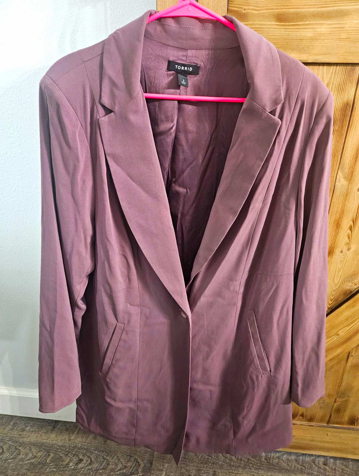 Torrid Women\'s Purple Blazer 2XL Long Long Sleeve Button Collared Pockets