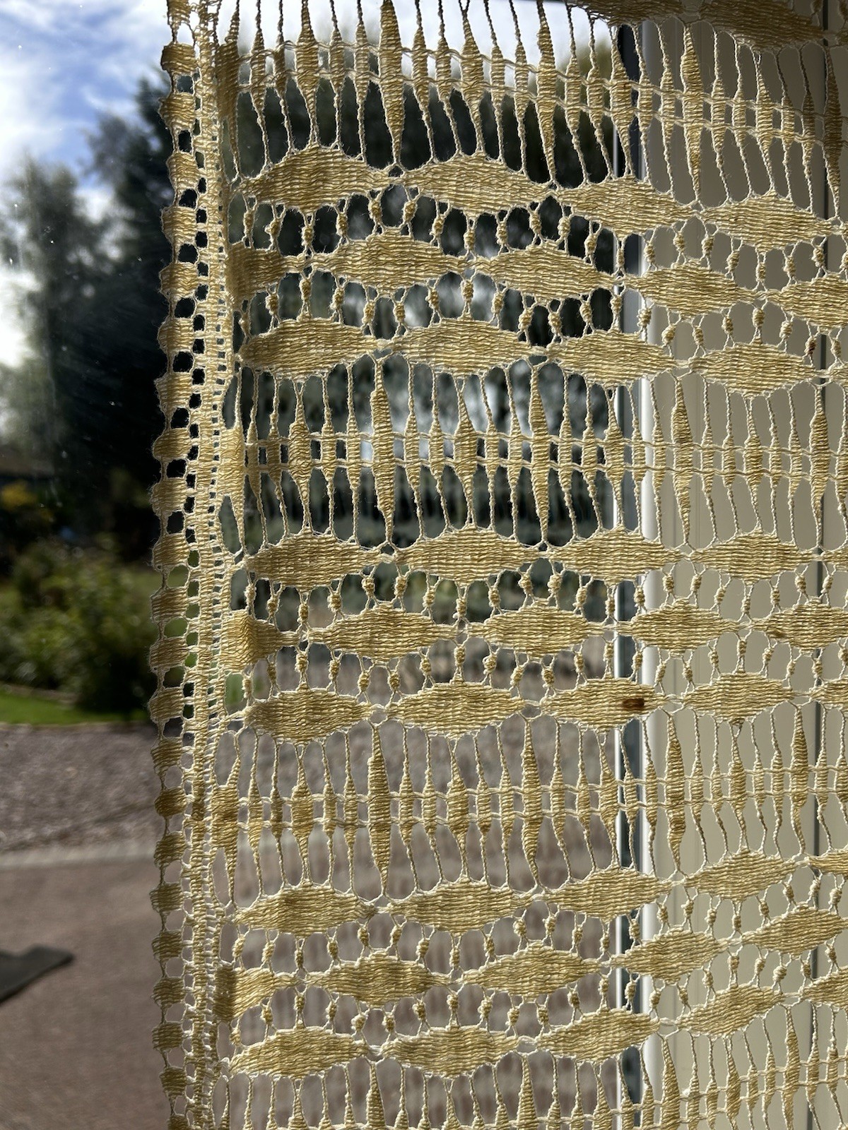 Antique Arts & crafts c1930s Ecru Tea Cotton Scottish lace panel sample 35”/68”