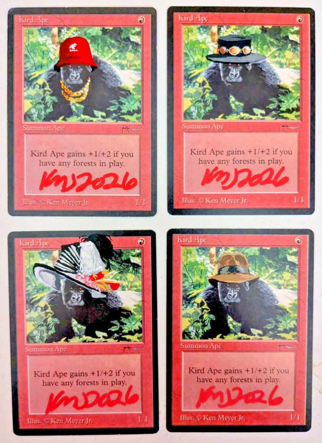 MTG 4x ARABIAN ALTERED WITH COAs Kird Apes SIGNED AND CREATED BY KEN MEYER JR.