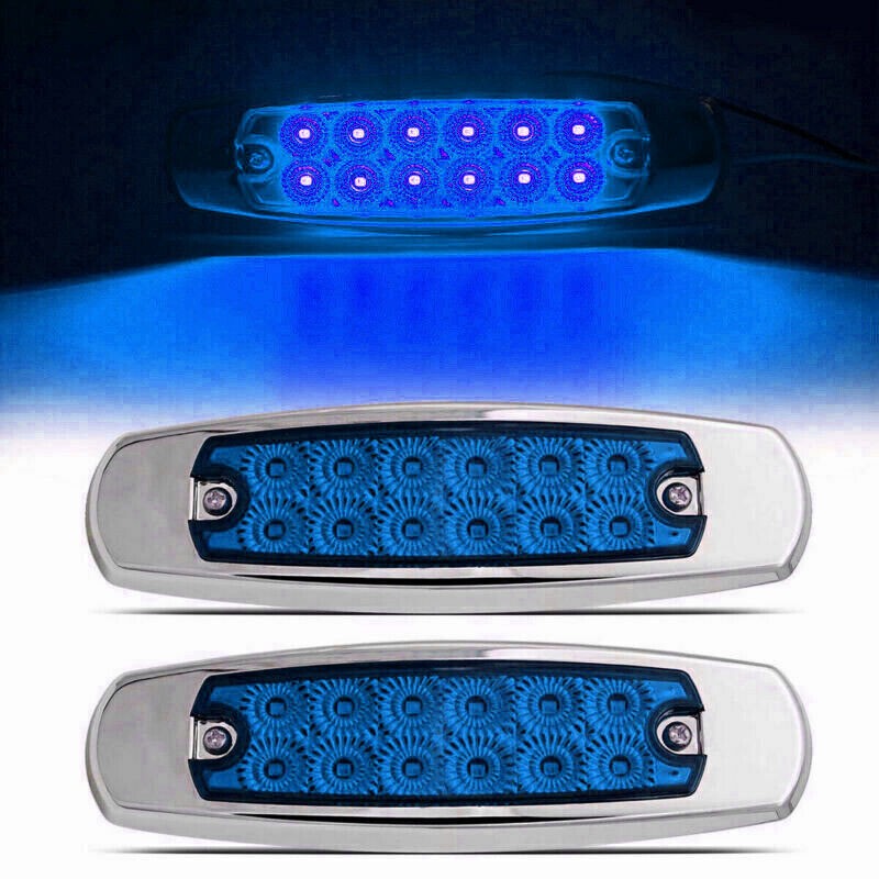 2pcs Blue Side Marker Lights Clearance 12 LED Truck Trailer Peterbilt 12V 2pcs Blue Side Marker Lights Clearance 12 LED Truck Trailer Peterbilt 12V