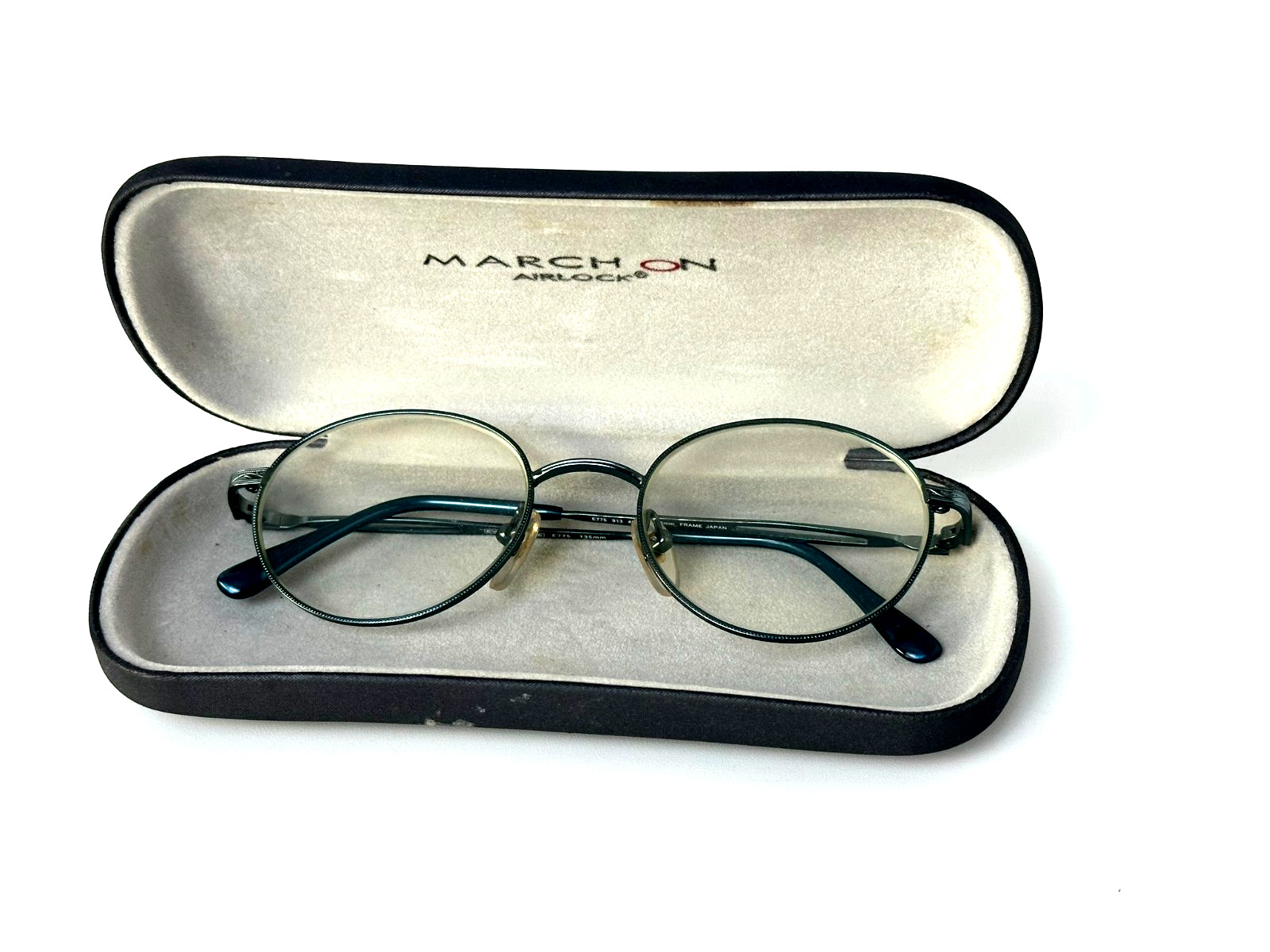 Evan Picone E775 Eyeglasses Teal Oval Metal 49 19 135 Japan Used With Case