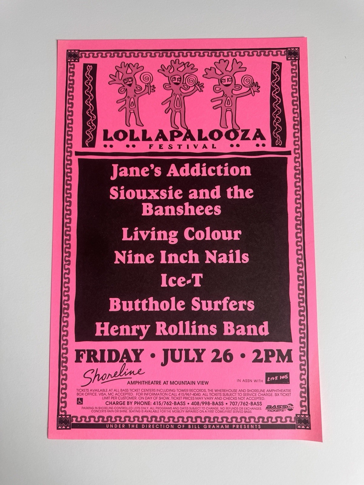 Lollapalooza Festival Concert Flyer - Jane\'s Addiction, Nine Inch Nails, Ice-T Lollapalooza Festival Concert Flyer - Jane\'s Addiction, Nine Inch Nails, Ice-T
