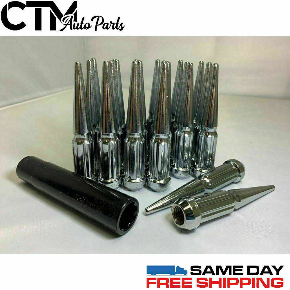 20PC 4.5\'\'CHROME 14X2 SPLING SPIKE LUG NUTS + KEY FIT F150 Navigator Expedition 20PC 4.5\'\'CHROME 14X2 SPLING SPIKE LUG NUTS + KEY FIT F150 Navigator Expedition