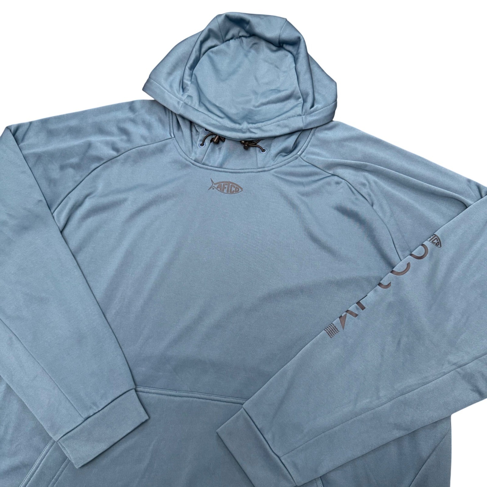AFTCO Shadow Hoodie Men XXL Blue Gray Fishing Technical Performance Sweatshirt