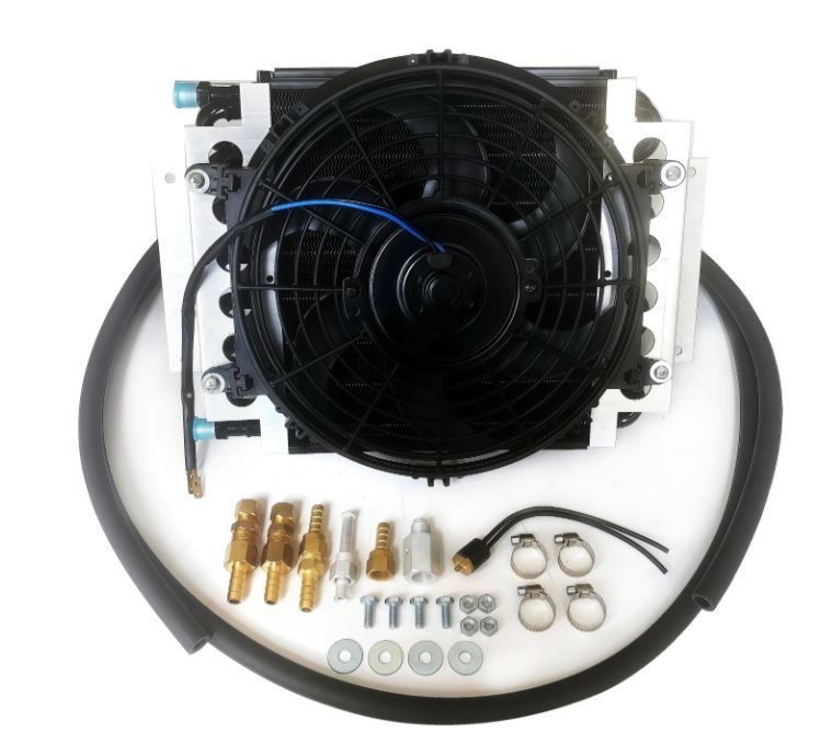 Universal Dual Pass Transmission Oil Cooler Fan Kit K73021 Universal Dual Pass Transmission Oil Cooler Fan Kit K73021