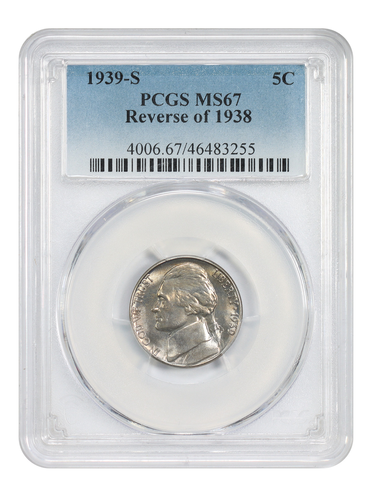 1939-S 5C PCGS MS67 (Reverse of 1938) - Jefferson Nickel