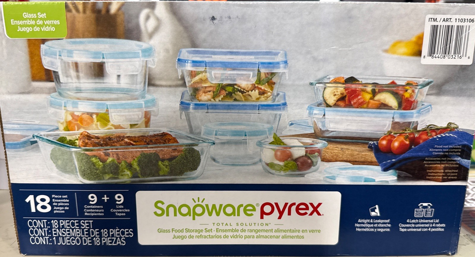 Snapware Pure Pyrex 18-Piece Glass Food Storage Set - 1103106 Snapware Pure Pyrex 18-Piece Glass Food Storage Set - 1103106