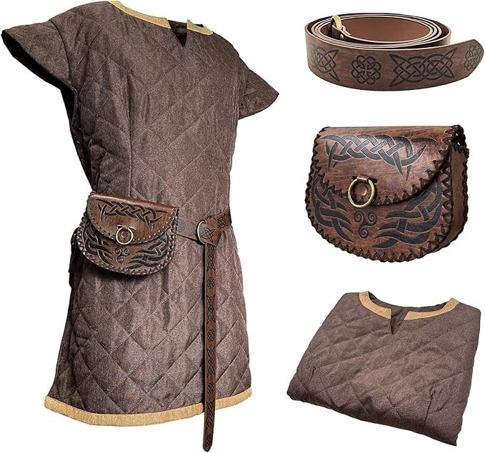 Medieval Costume Tunic With Vintage Belt and Bag, Mercenary Knight Body Cloth XL Medieval Costume Tunic With Vintage Belt and Bag, Mercenary Knight Body Cloth XL