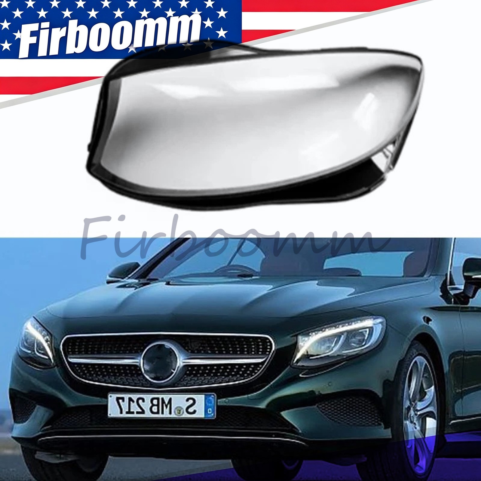 For 2015-2021 Mercedes S-Class Coupe Left Side Headlight Lens Cover + Sealant For 2015-2021 Mercedes S-Class Coupe Left Side Headlight Lens Cover + Sealant