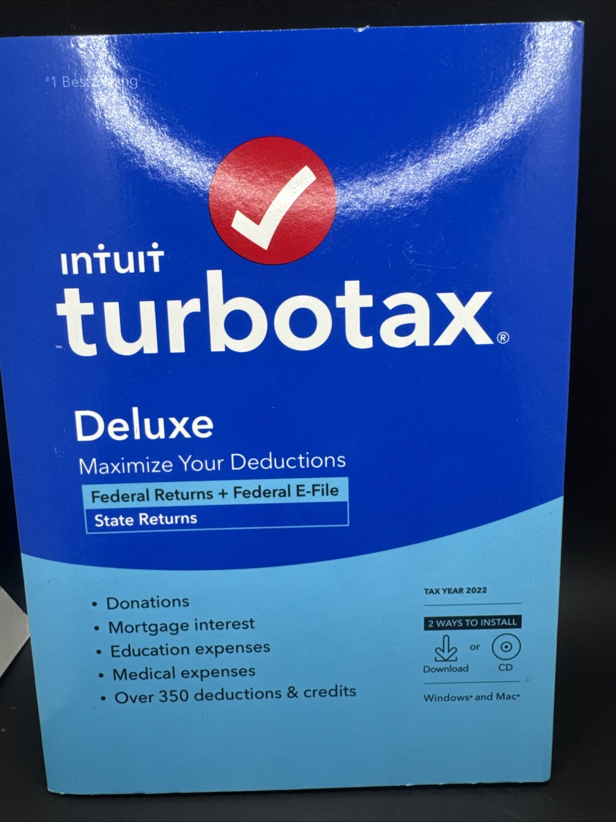 Turbotax Deluxe 2022 Federal Returns E-File + State Physical CD w license PC/MAC Turbotax Deluxe 2022 Federal Returns E-File + State Physical CD w license PC/MAC