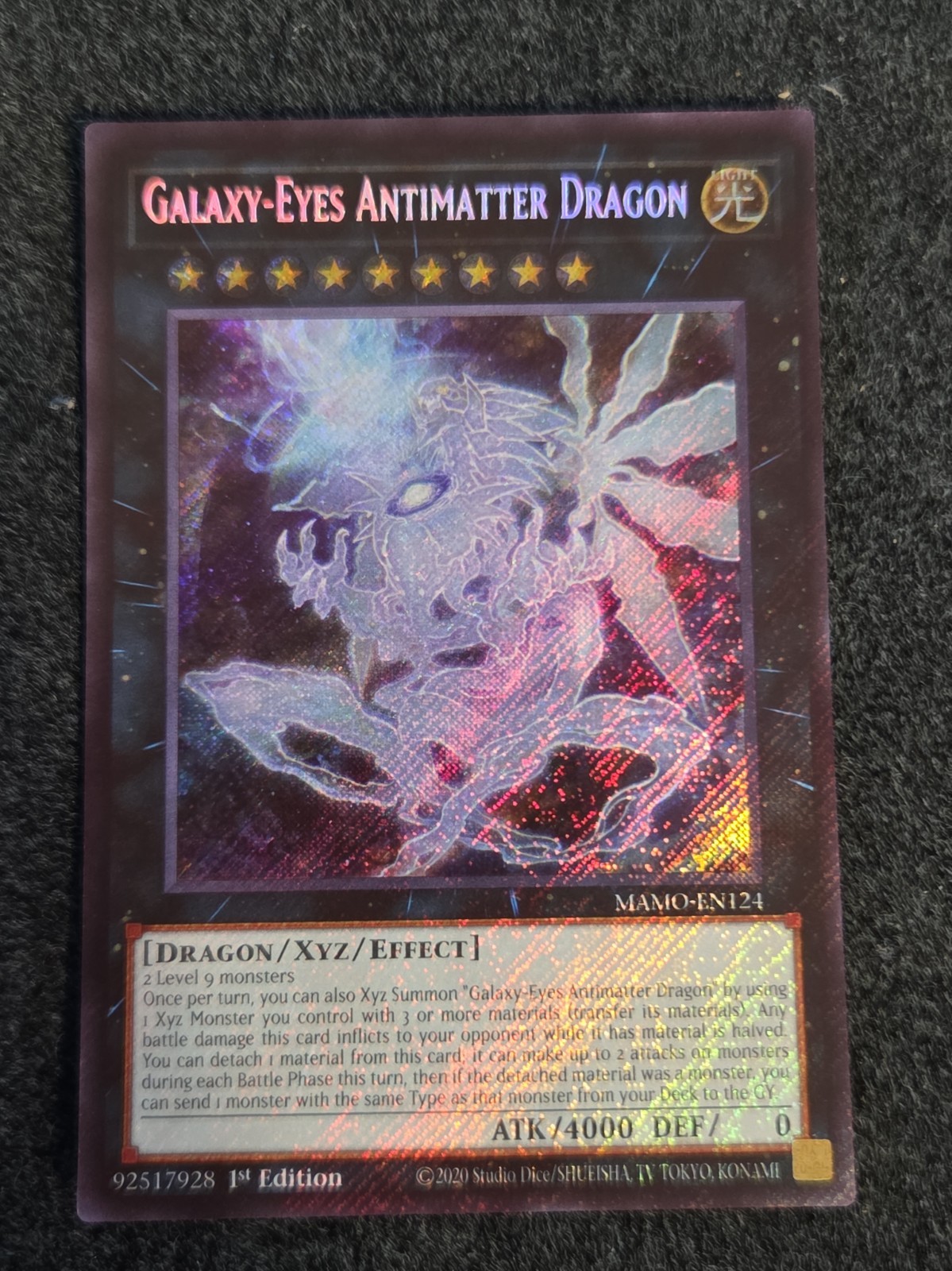 Yugioh Galaxy-Eyes Antimatter Dragon MAMO-EN124 Secret Rare 1st Edition NM